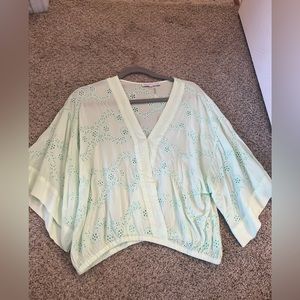Green eyelet blouse